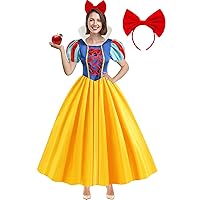 Snow White Costume for Women,Adults Princess Snow White Dress with Headband, Halloween Costume Dress Up Outfit