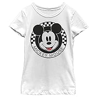 Disney Characters Mickey Mouse Checkered Girl's Solid Crew Tee