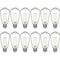 Sigalux Edison Bulbs, E26 LED Bulb ST58 Filament Clear Non-Dimmable Vintage Light Bulbs 40W Equivalent 400LM Daylight White 5000K 15, 000hrs 12 Pack