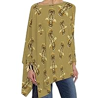 Gold Hamsa Hand Irregular Hem Casual Shirt for Women Blouse Tunic Top Side Split Long Sleeve