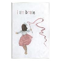 Stupell Industries I Am Brave Uplifting Child Running Playing Painting Wood Wall Art, Design By Sally Swatland