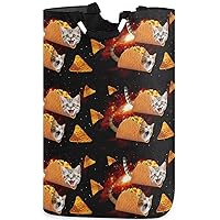 visesunny Large Capacity Laundry Hamper Basket Funny Taco Cats Space Galaxy Pizza Water-Resistant Oxford Cloth Storage Baskets for Bedroom, Bathroom, Dorm, Kids Room