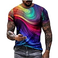 Colorful T-Shirts for Men 3D Printed Neon Abstract Tee Short Sleeve T Shirt Optical Illusion Graphic Tops Streetwear