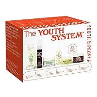 The Youth System - 6 Piece Set with Superfood Cleanser, Face Oil, Moisturizer, Vitamin C Serum, Eye Cream, Energy Facial - Vegan Skincare Kit