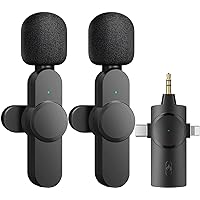 BZXZB 2Pcs Wireless Microphone for iPhone iPad, Plug-Play Wireless Lavalier  Microphone for Video Recording, TikTok, , Vloggers, Auto-Sync Noise