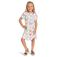 CHASER Girl's Butterfly Puff Sleeve Dress (Toddler/Little Kids) She's A Butterfly 4T