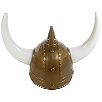 Men's Viking Helmet with Horns and Spike, Gold, One Size