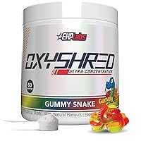 EHP Labs OxyShred Thermogenic Pre Workout Powder & Shredding Supplement - Preworkout Powder with L Glutamine & Acetyl L Carnitine, Energy Boost Drink - Gummy Snake, 60 Servings