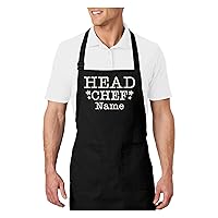 Personalized Chef Name Embroidered Apron with Custom Text a Great Gift for Adult Premium Quality Apron for Men and Women with Custom Text, Great Cooking Gift (HEAD CHEF DESIGN)
