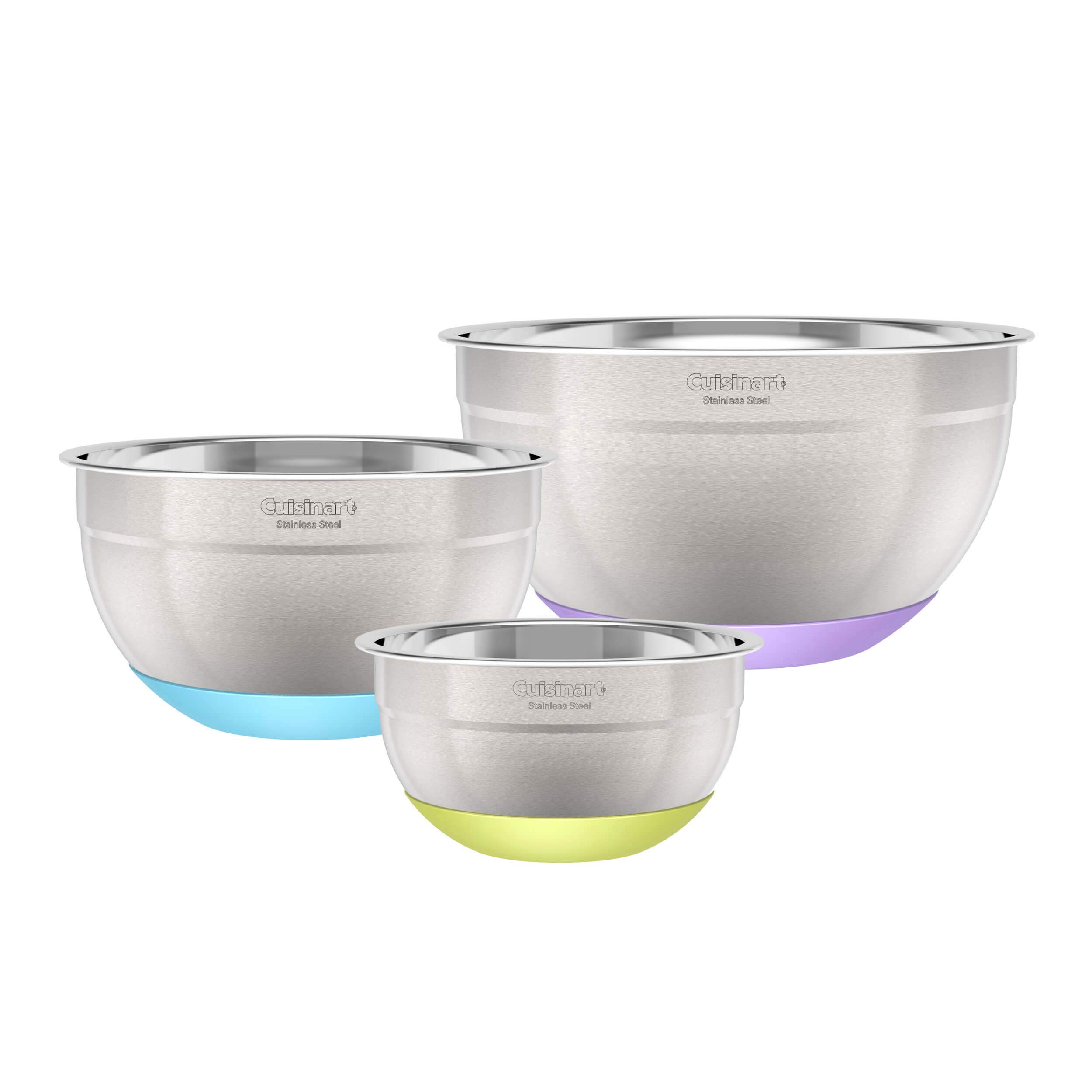Cuisinart 3-Piece Stainless Steel Mixing Bowls with Nonslip Base, 1.5qt, 3qt & 5qt