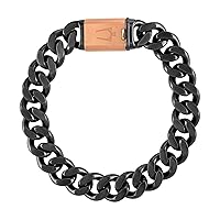 Bulova Jewelry Men's Latin Grammy 13mm Curb Chain Dual Brushed and Polished Gunmetal, 8.5