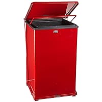 Rubbermaid Commercial Products Defenders Steel Step Trash Can with Plastic Liner, 25-Gallon, Red, Good with Infectious Waste in Doctors Office/Hospital/Medical/Healthcare Facilities