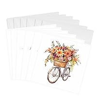 3dRose Greeting Cards - Fall Floral Basket Bicycle Illustration - 6 Pack - Illustrations
