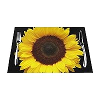PlacematsSunflower Background Printed Dining Table Placemats Washable Dining Table Mats Heat-Resistant Easy to Clean Non-Slip Indoor Or Outdoor Use
