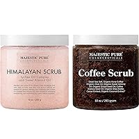 Majestic Pure Himalayan Body Scrub and Coffee Scrub Bundle – Exfoliating Salt Scrub and Cellulite Scrub Combo