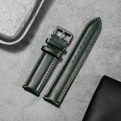JL-BAND 5 Colors Optional Quick Release Strap Leather Strap Full Grain Strap Suitable for 18mm, 19mm, 20mm, 21mm, 22mm, 23mm, 24mm (Choose The Appropriate Size)