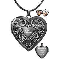 Heart Locket Necklace That Holds Pictures, Customized Locket Necklace Personalized Lockets with Picture inside, Silver Gold Locket Mother's Day Gifts for Women Girls