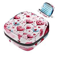 Valentine's Day Love Heart Period Bag, Sanitary Napkin Storage Bag, Portable Period Bags for Teen Girls Period Small Pouch Pad Bag for Feminine Products
