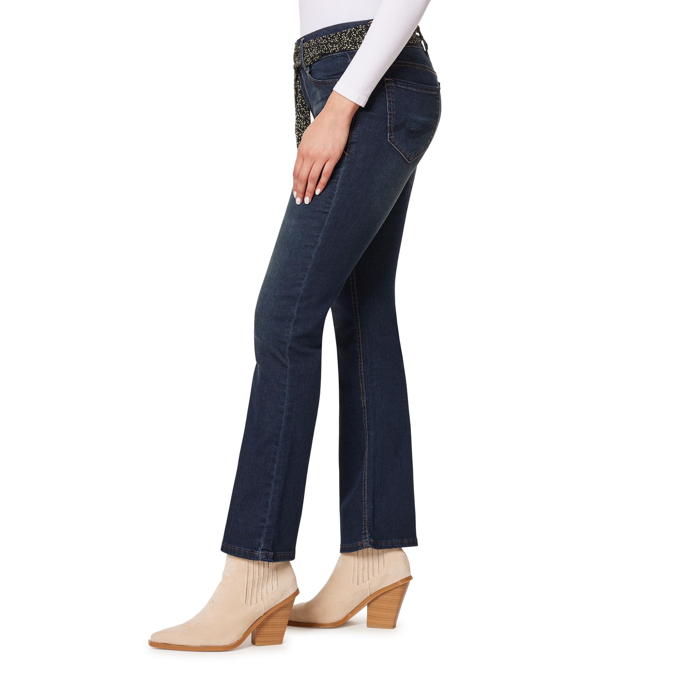 Angels Forever Young Women's Everflex Curvy Belted Bootcut Mid-Rise Jeans (Available in Plus Size)