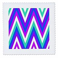 3dRose Image of Bold Fuchsia Blue and Red Violet Tight Chevron Pattern - Quilt Squares (qs_357979_5)