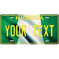Nigeria Flag Wave Personalized Custom Novelty Tag Vehicle Car Auto Motorcycle Moped Bike Bicycle License Plate