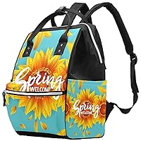Baby Diaper Bag Maternity Nappy Backpack, Tote Travel Bag for Women Men Aesthetic Flowers of Sunflower