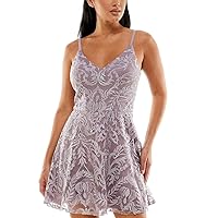 Speechless Womens Juniors Embroidered Shimmer Cocktail and Party Dress