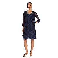 2PC Flyaway Jacket Over Lace Shift Dress with Beaded Neckline