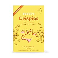 Bocce's Bakery Crispies Training Treats for Dogs, Wheat-Free Dog Treats, Made with Real Ingredients, Baked in The USA, All-Natural & Low Calories Training Treats, Beef Liver & Cheese Recipe, 10 oz