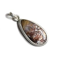 -Crazy Lace Agate Pendant 92.5% Sterling Silver Jewellery Pendant Height - 35.7 mm Width - 16.4 mm Weight - 7 gm Healing Gemstone