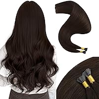 Moresoo Itip Human Hair Extensions 24 Inch I Tip Hair Extensions Human Hair Darkest Brown Pre Bonded I Tip Human Hair Extensions Itip Hair Extensions Human Hair I Tip Brown 40G 50S #2