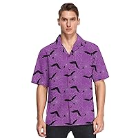 vvfelixl Halloween Bats Spider Web Hawaiian Shirt for Men,Men's Casual Button Down Shirts Short Sleeve for Men S
