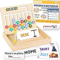 Slide Puzzle Games for Senior with Dementia - Words & Well-Known Sayings Matching, Dementia Activities for Seniors, Wooden Alzheimer's Products for Elderly - 7 Memory Games for Adults