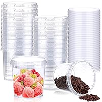 48 Pcs Plastic Deli Food Storage Containers 32 oz Snack Containers Freezer Containers Reusable Ice Cream Containers for Food Soup Yogurt Ice Cream Juice Kitchen Drinks Home