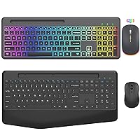 SABLUTE 2 Pack Wireless Keyboard and Mouse, Keyboard & Mice Combo with Phone Holder, 2.4G Lag-Free, Silent Cordless Set for Windows, Mac, PC, Laptop, (Backlit & No Backlit)