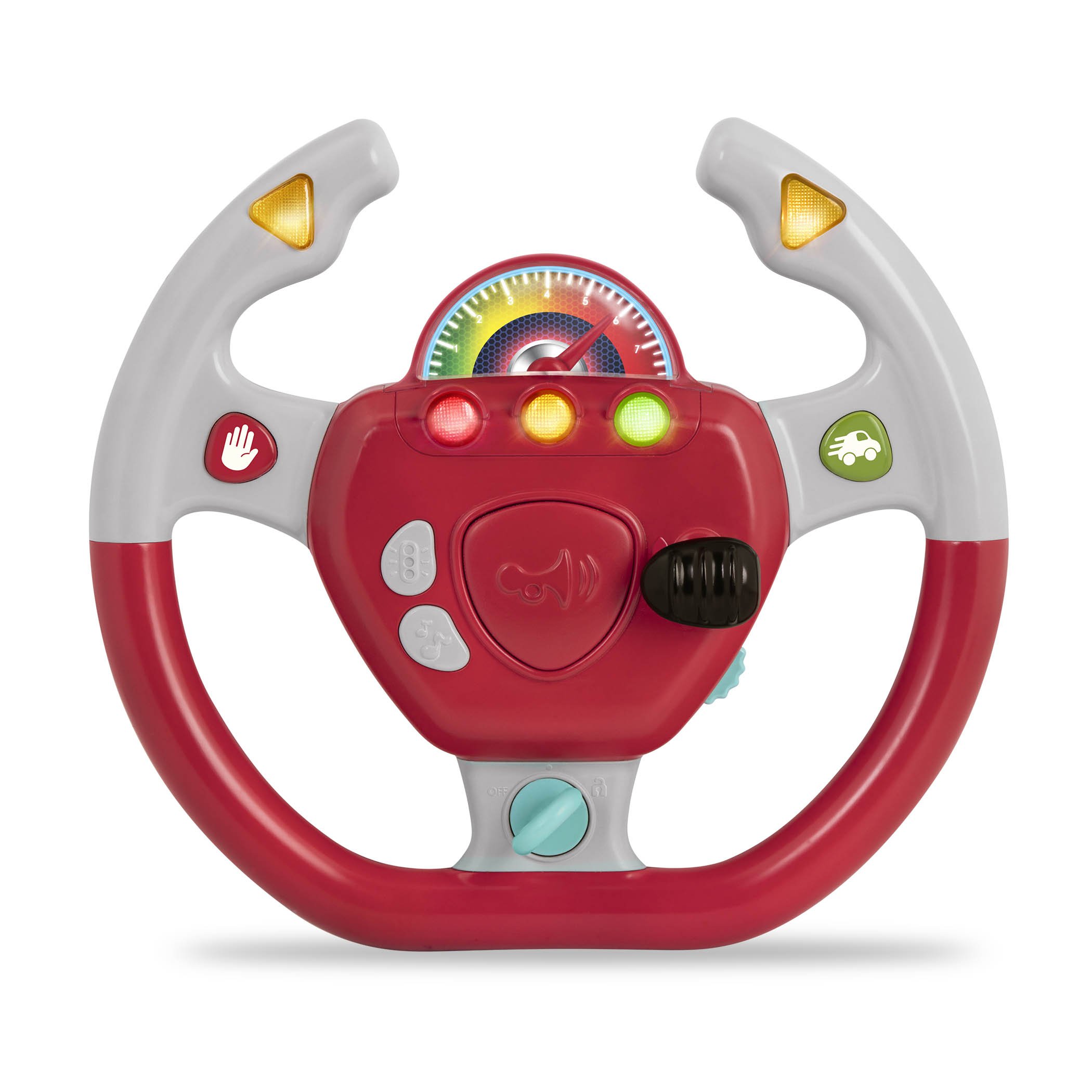 Battat – Geared to Steer Interactive Driving Wheel – Portable Pretend Play Toy Steering Wheel for Kids 2 years +, Red (BT2525Z)