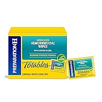Totables Hemorrhoid Flushable Wipes with Witch Hazel for Skin Irritation Relief - 50 Count