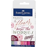 Faber-Castell Pitt Artist Pen Hand Lettering For Beginners Set - 8 Modern Calligraphy and Lettering Markers In Pink Floral Tones