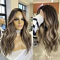 Highlight Honey Blonde Color Wavy Human Hair Wig 13x6 Lace Front Wig Brazilian Remy Hair Pre Plucked HD Transparent Lace Front Wig 150% Density with Baby Hair Natural Hairline 24inch