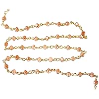 Opal Mystic 3MM Faceted Rondelle Gemstone Beaded Rosary Chain by Foot For Jewelry Making - 24K Gold Plated Over Silver Handmade Beaded Chain Connectors - Wire Wrapped Bead Chain Necklaces