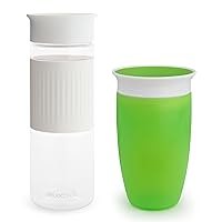 Munchkin® Miracle® 360 Spill Proof Sippy Cups, 24 and 10 Ounce, 2 Pack, Green/White – Toddler and Adult Set