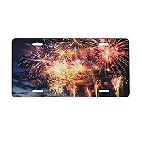 Beautiful Fireworks License Plate 6Ã—12 Inch Aluminum Metal License Plate Cover Novelty Vanity Tag Personalized Decorative Car Plate Car Tag 4 Holes Men Women Gifts