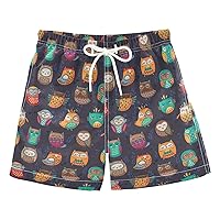 Boys Swim Trunks with Mesh Lining Toddler Beach Shorts Quick Dry for Kids Drawstring