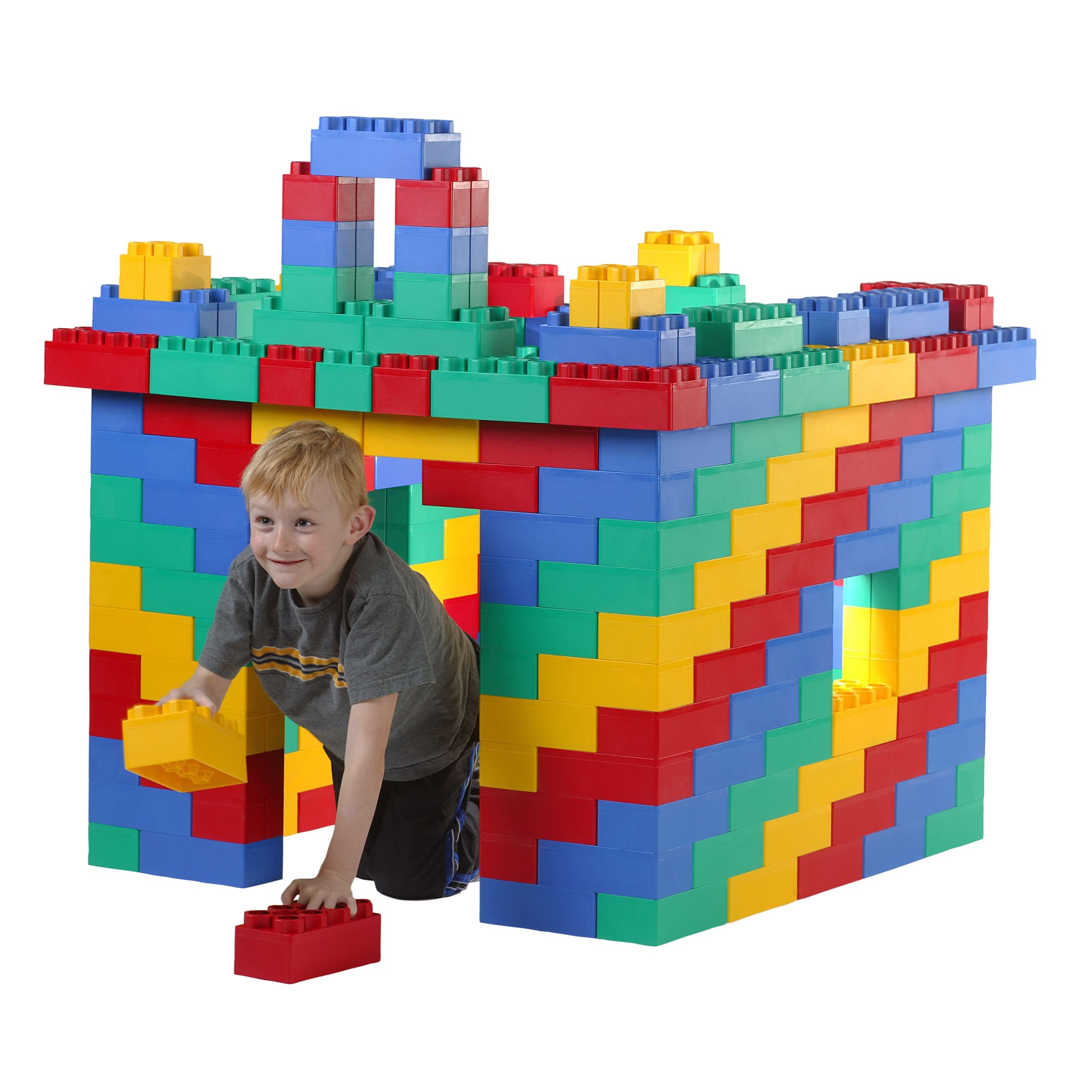 BiggoBlocks 192pc Jumbo Blocks Set | Made in The USA | 160 Large Blocks | 32 Small Blocks | 4 Colors Red Yellow Green Blue