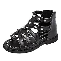 Children Shoes Girls Black Girls Shoes Flat High Top Sandals for Kids Toddler Fashion Summer Lightweight Hollow Booties