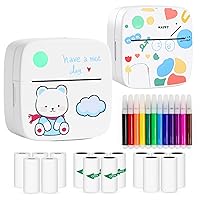 Mini Sticker Printer, Portable Pocket Printer with 15 Rolls Paper, Receipt Printers, Thermal Printer for iOS & Android, Bluetooth Inkless Printer for DIY, Memo, Study Notes, List