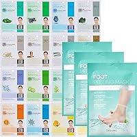 DERMAL 16 Combo Pack A Collagen Essence Full Face Facial Mask Sheet + Foot Peeling Mask 3 Pack For Dry Foot And Cracked Heel & Callus With Aloe Vera And Collagen