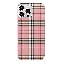 iPhone13 Pink Plaid Phone Case Case for iPhone 13 Series, Shockproof Protective Phone Case Slim Thin Fit Cover Compatible with iPhone, iPhone13 Pro
