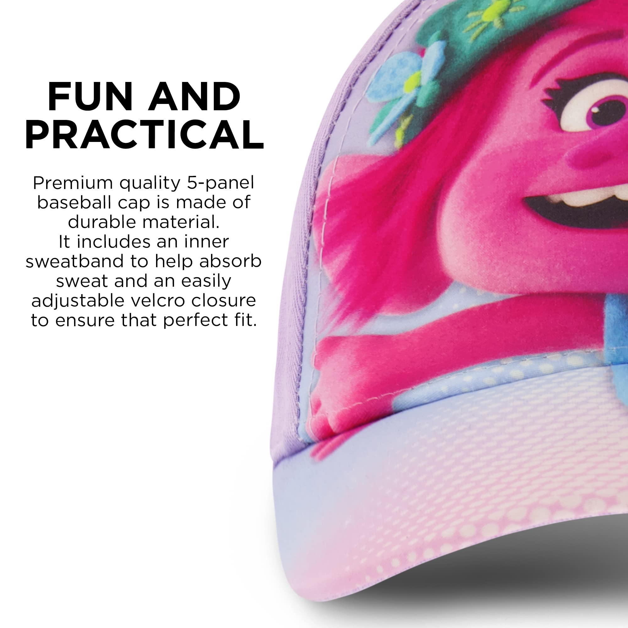 DreamWorks Girls' Little Baseball Cap, Trolls Adjustable Kids Hat for Ages 4-7