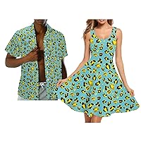 Hawaii Matching Couple Outfits Husband and Wife Clothing Fashionable Mens Casual Shirts Hawaii Dress with Soft Fabric